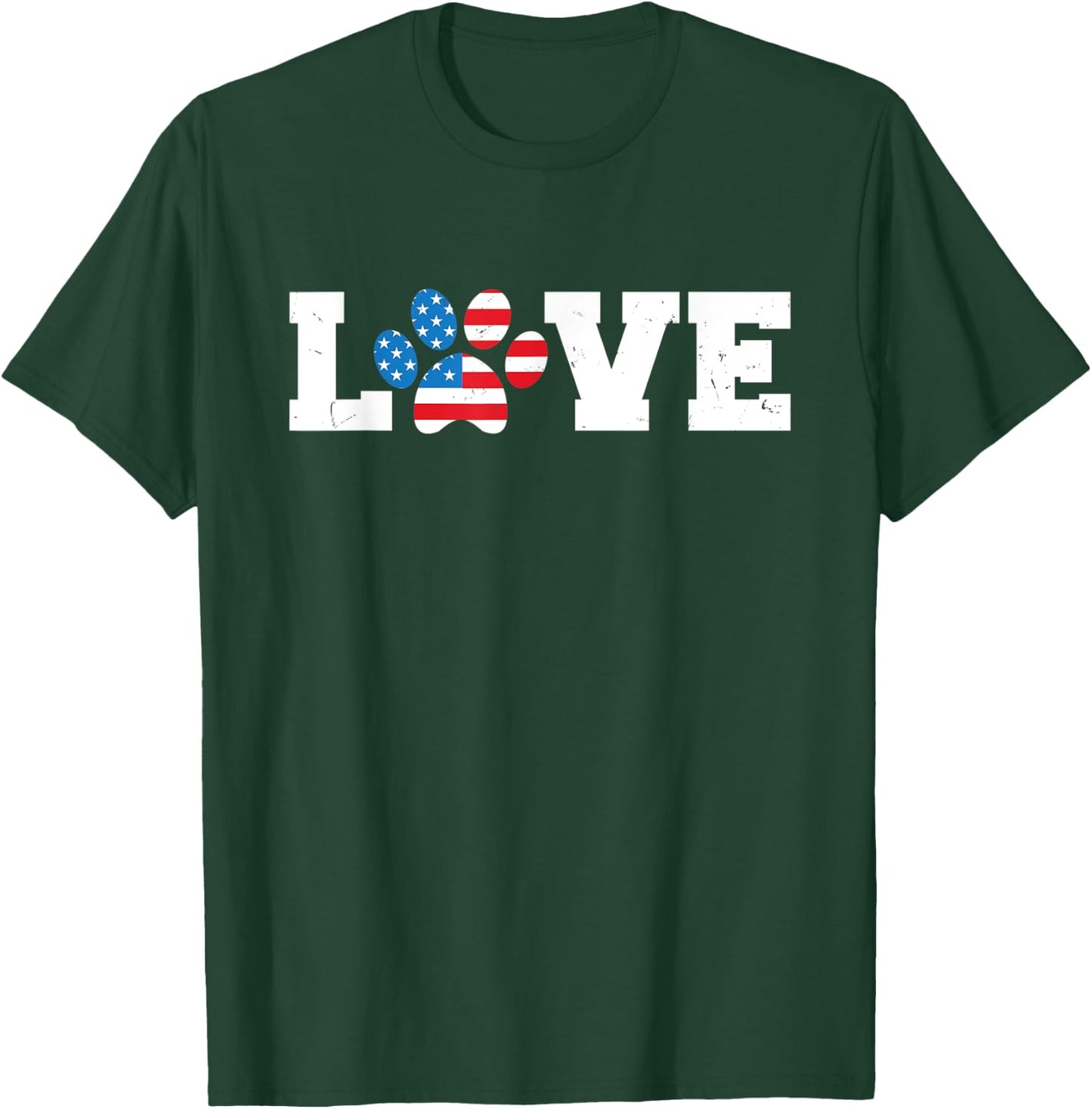 Vintage Love USA Dog Paw 4th of July Patriot Dogs Owner Gift Kids Men T-Shirt - T-Shirt | Forest