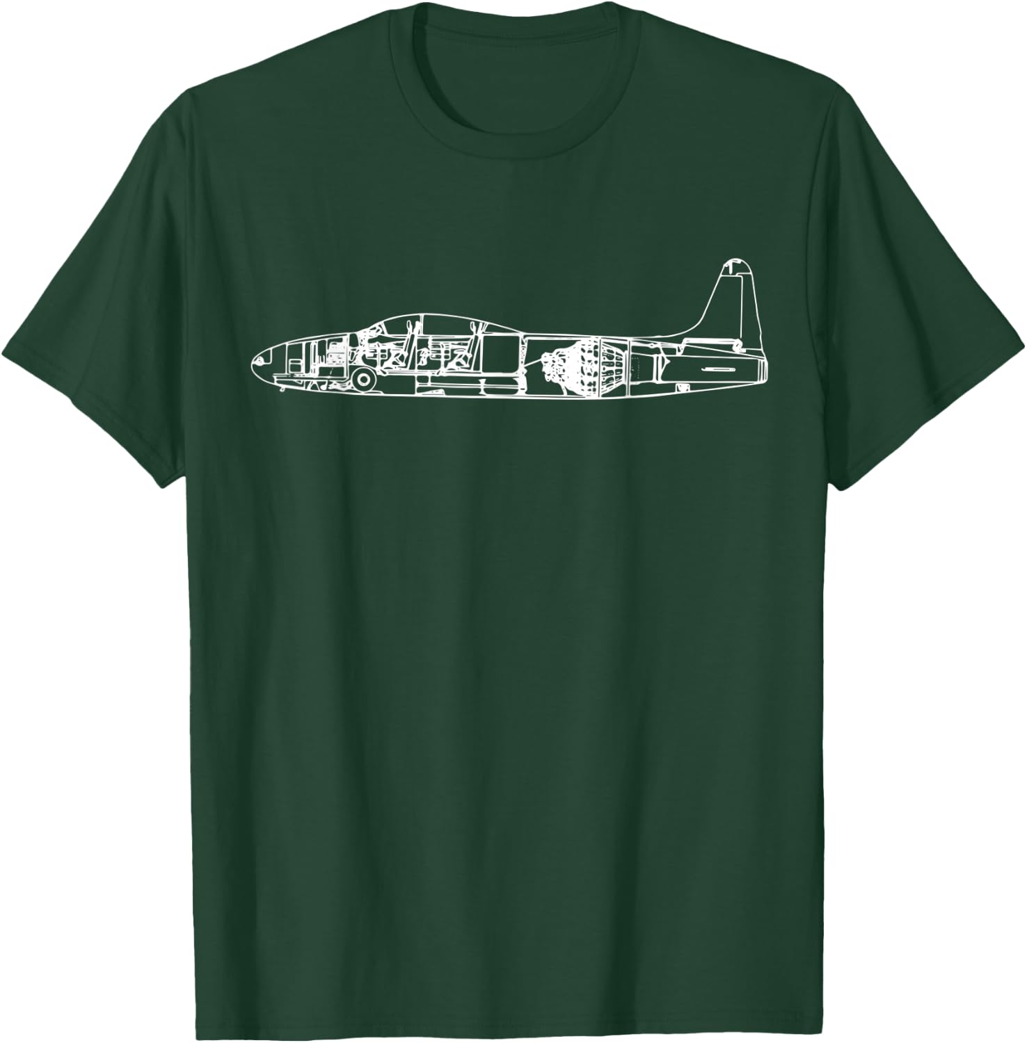 T-33 Plane Warbird Blueprint Schematics Diagram T-Shirt - T-Shirt | Forest