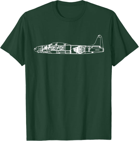 T-33 Plane Warbird Blueprint Schematics Diagram T-Shirt - T-Shirt | Forest