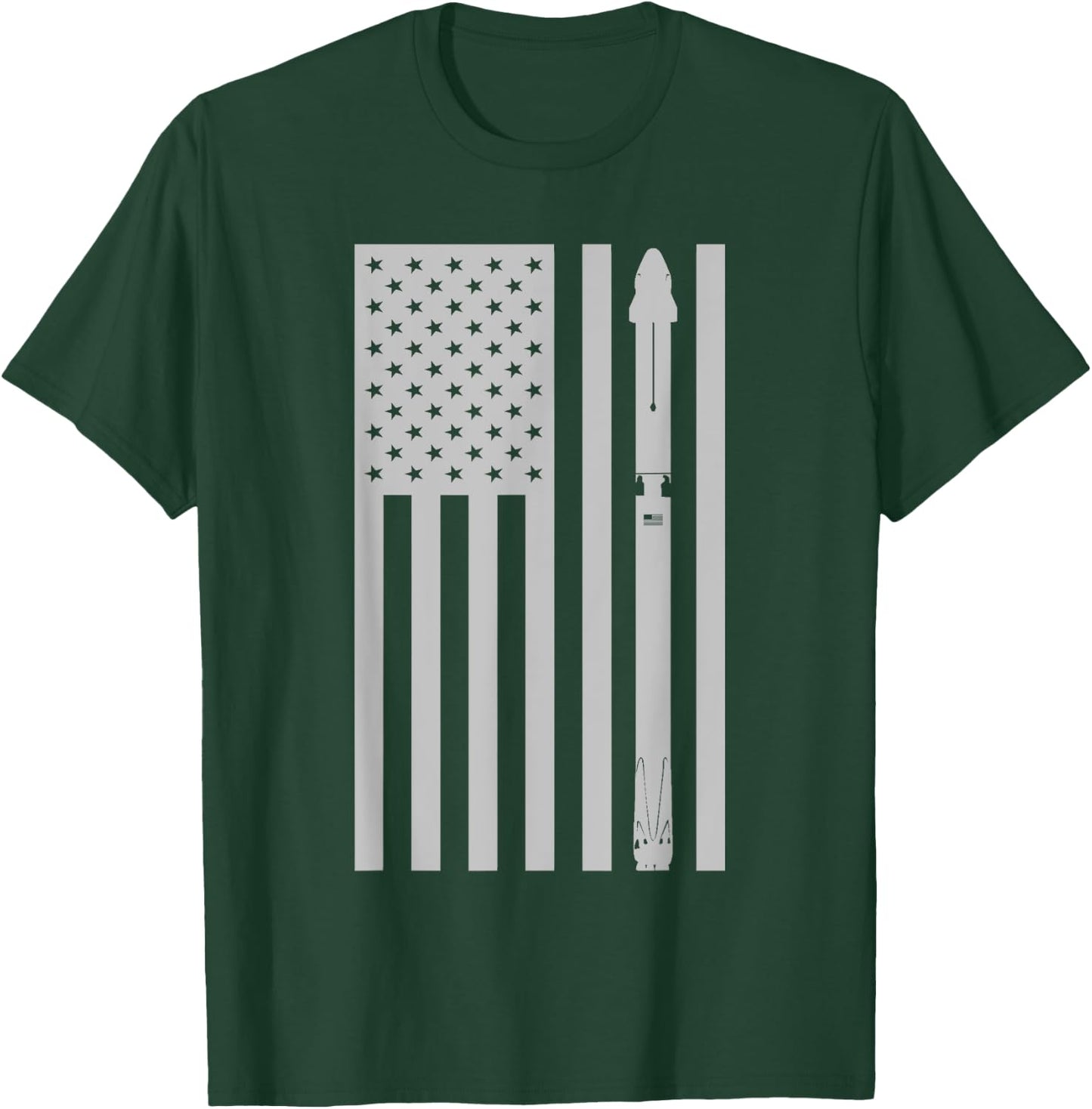 Falcon 9 Rocket with Dragon Crew Capsule Vintage Flag Design T-Shirt - T-Shirt | Forest