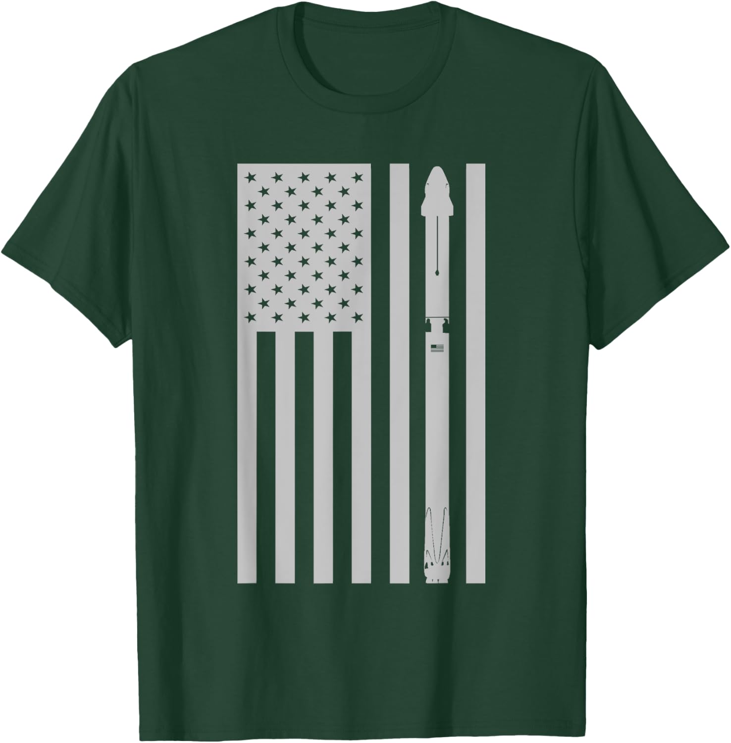 Falcon 9 Rocket with Dragon Crew Capsule Vintage Flag Design T-Shirt - T-Shirt | Forest