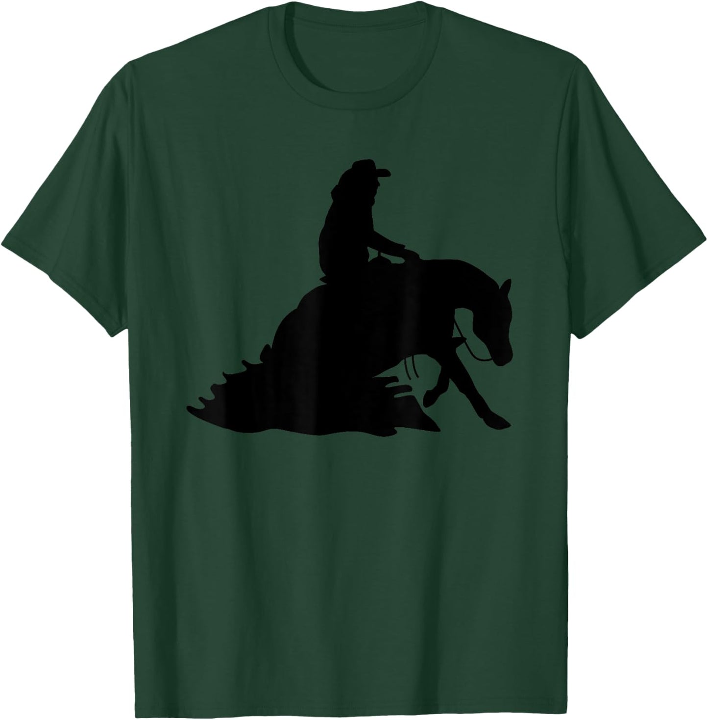 Silhouette Reining Horse Show Rider Cowboy Horseback Riding T-Shirt - T-Shirt | Forest