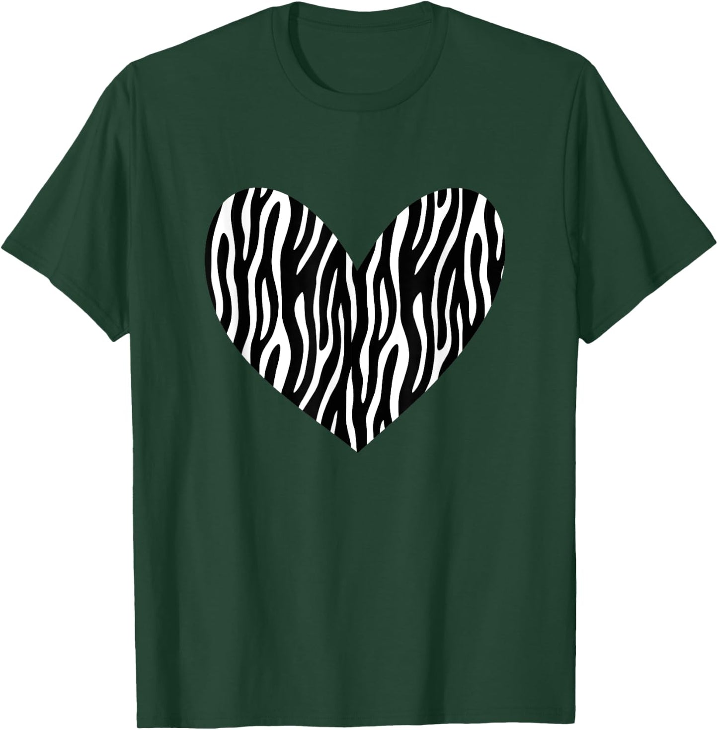Zebra Pattern Black & White Heart / Exotic Animal Print T-Shirt - T-Shirt | Forest