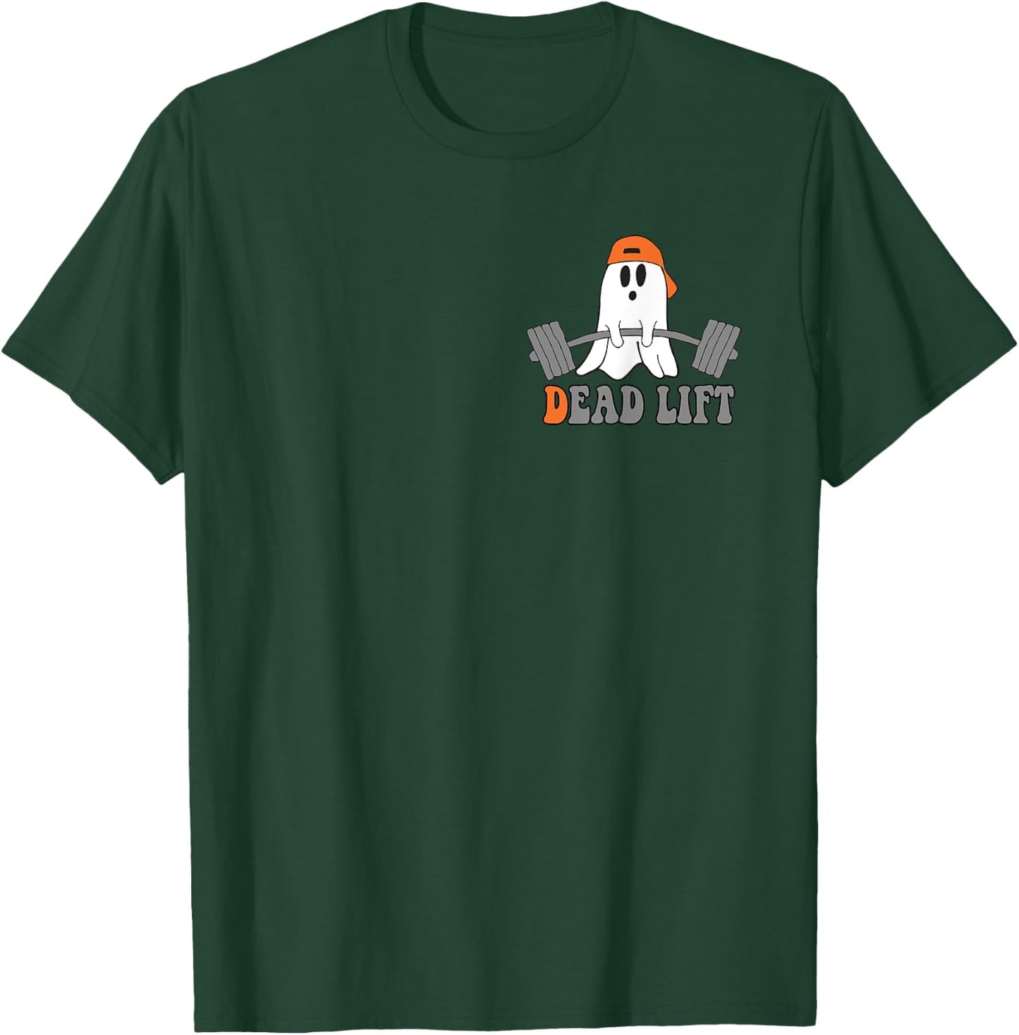 Ghost Dead Lift Halloween, Funny Ghost Gym Graphic Pocket T-Shirt - T-Shirt | Forest
