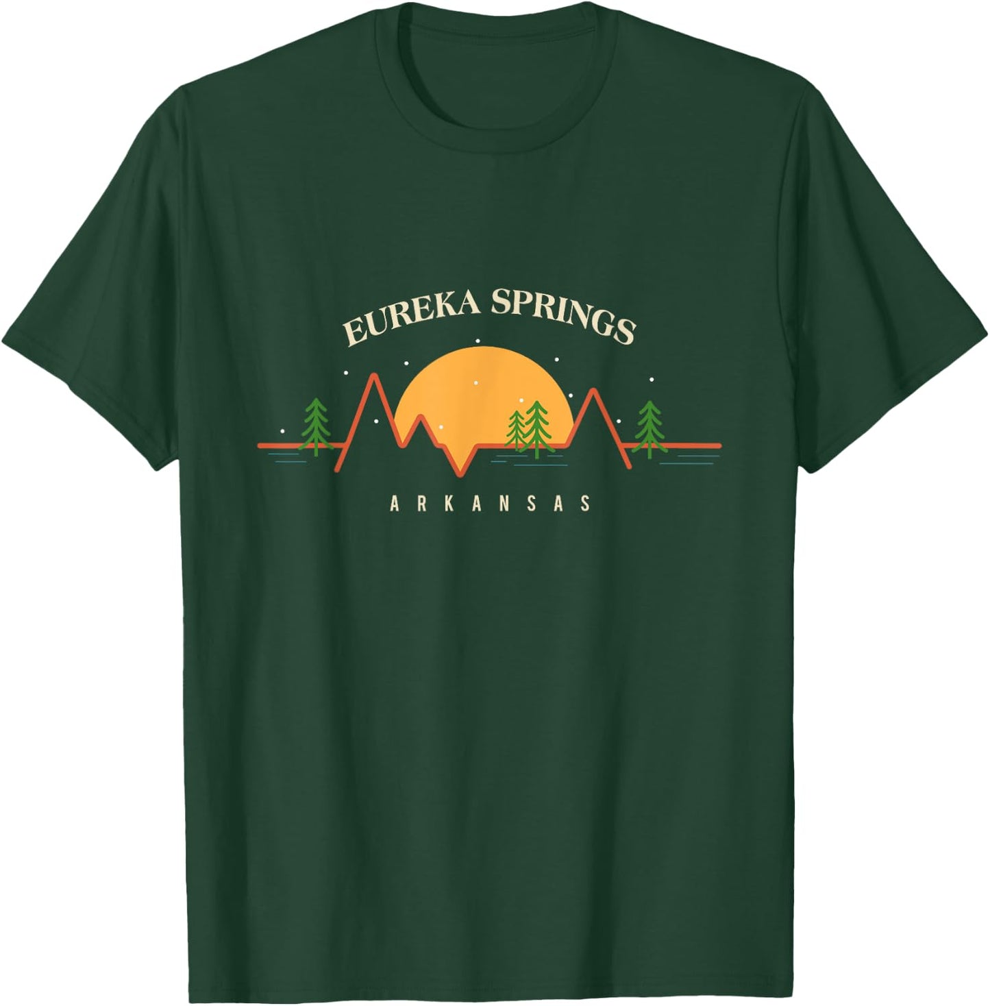 Minimal Sunset Mountains Pine Tree Eureka Springs Arkansas T-Shirt - T-Shirt | Forest