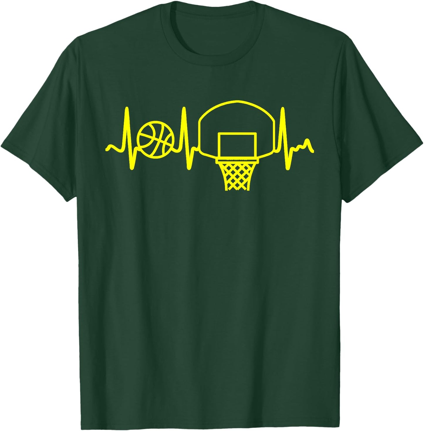 Yellow Heartbeat Basketball Backboard and Hoop T-Shirt - T-Shirt | Forest