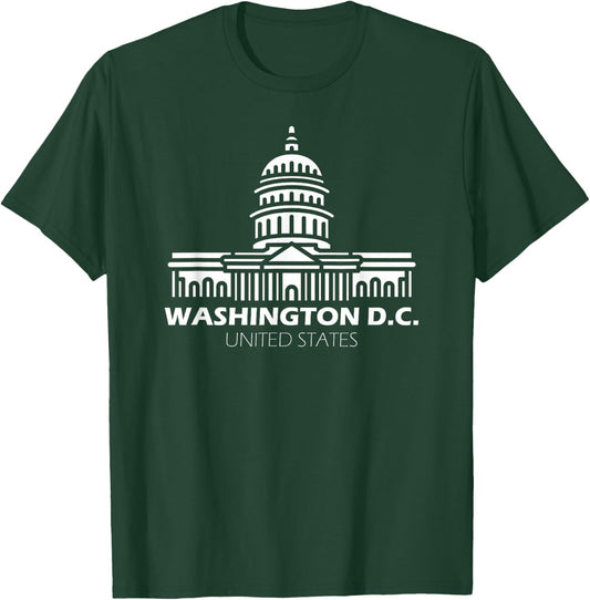Washington DC Capitol Hill USA City Landmark Souvenir Adults T-Shirt - T-Shirt | Forest
