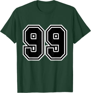 Number #99 Black Varsity Number T-Shirt - T-Shirt | Forest