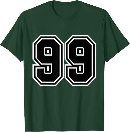 Number #99 Black Varsity Number T-Shirt - T-Shirt | Forest