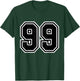 Number #99 Black Varsity Number T-Shirt - T-Shirt | Forest