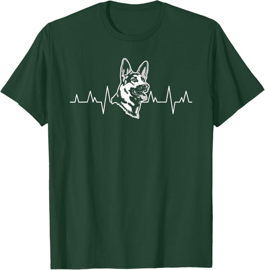 German Shepherd Heartbeat ECG Electrocardiogram T-Shirt - T-Shirt | Forest