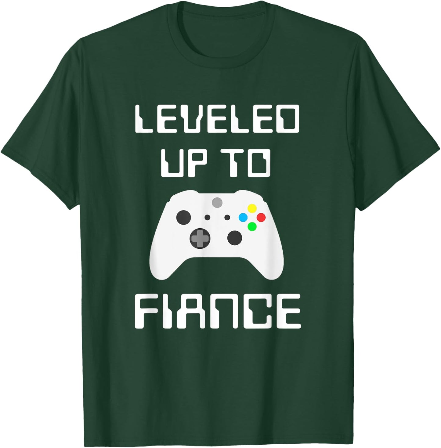 Leveled Up To Fiance Funny Fiance Gift From Friend To Fiance T-Shirt - T-Shirt | Forest