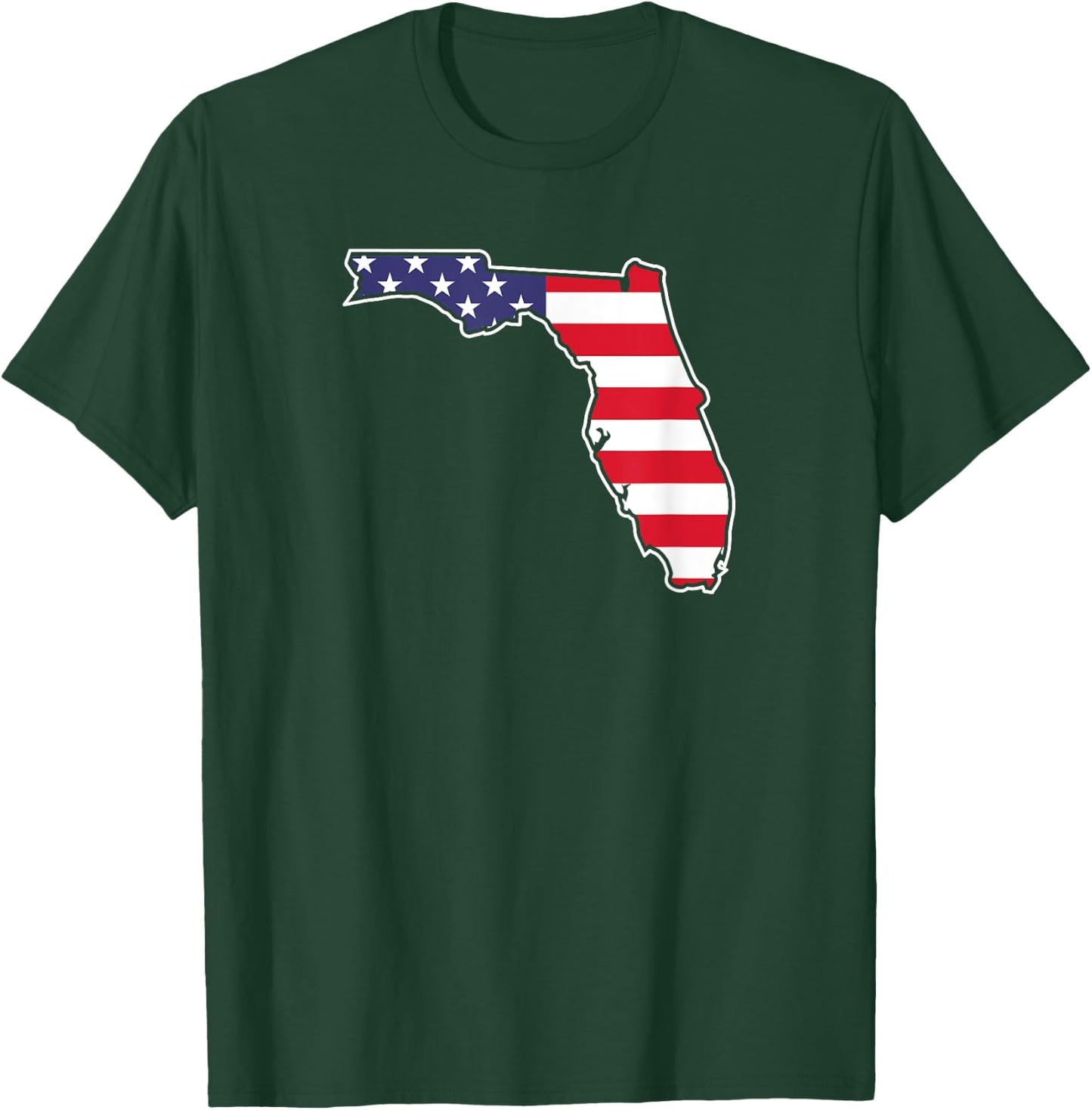 Florida USA Flag State Outline Patriotic American Women Kids Men T-Shirt - T-Shirt | Forest