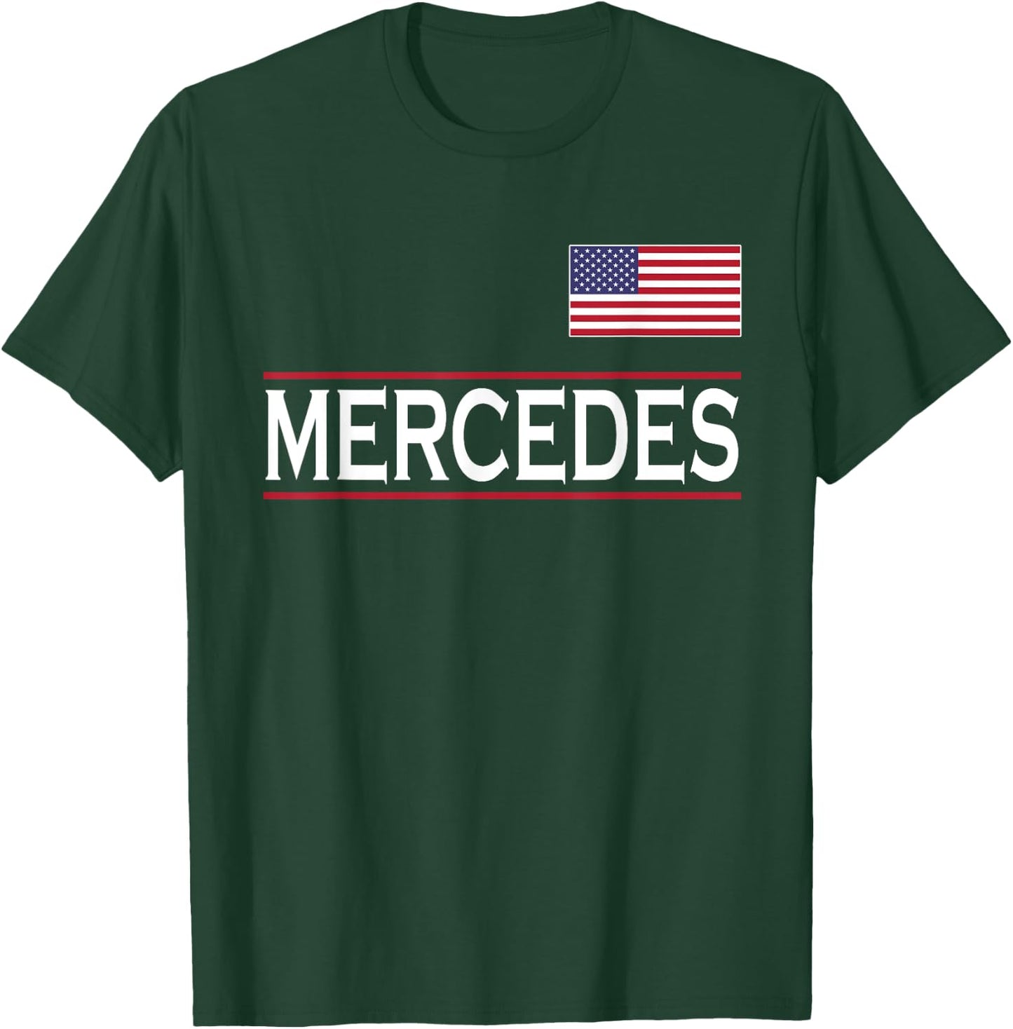 USA American Flag Name Christmas Women Present MERCEDES Personalized Name Funny Birthday Gift T-Shirt - T-Shirt | Forest