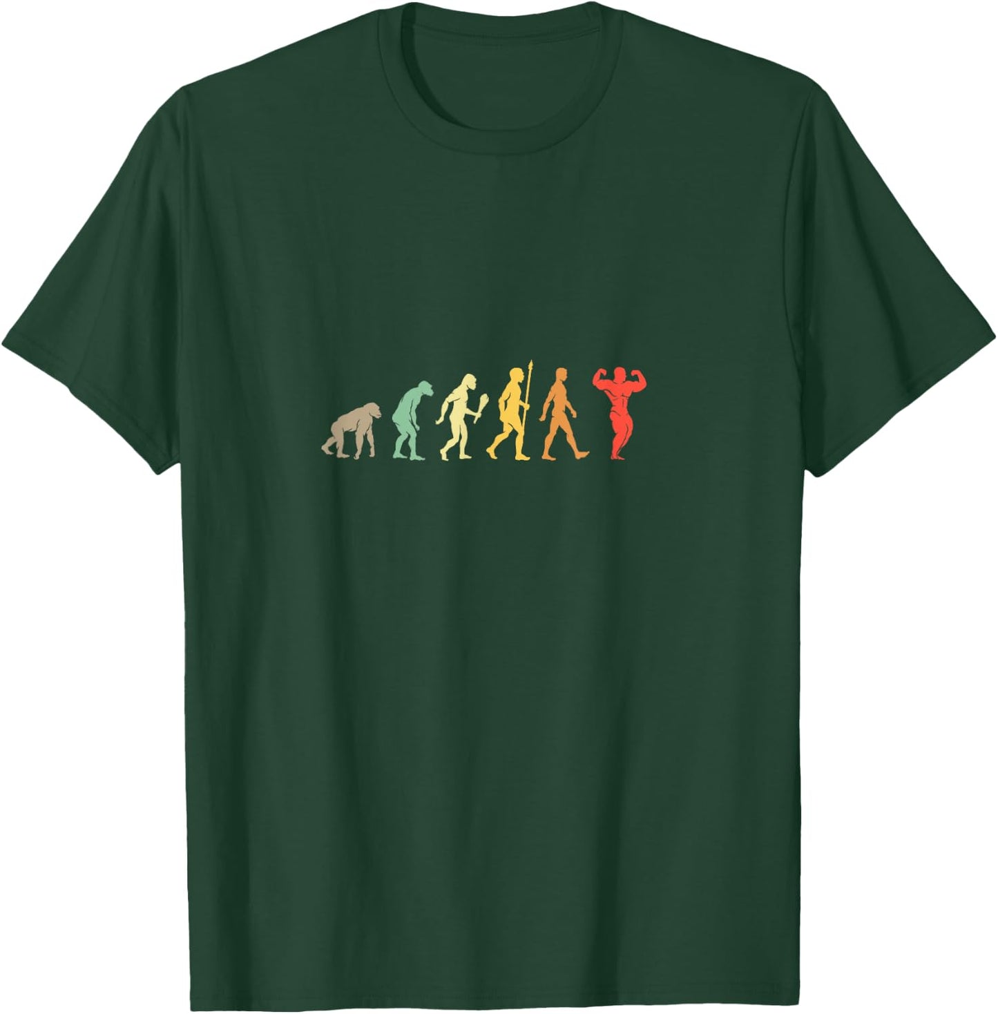 Retro Gym Motivation Gift Funny Bodybuilding Evolution Vintage , Black, Small, Short Sleeve T-Shirt - T-Shirt | Forest