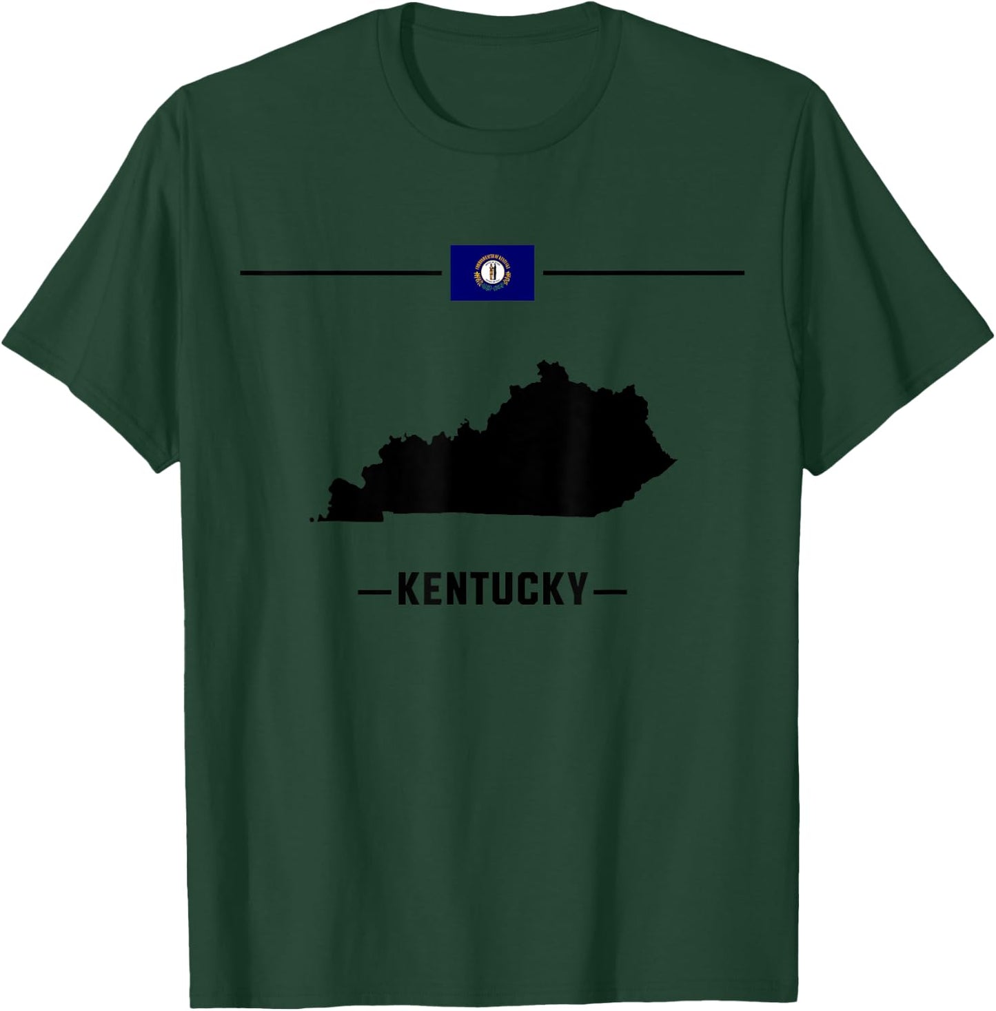 Flag of Kentucky with map and name of Kentucky state T-Shirt - T-Shirt | Forest
