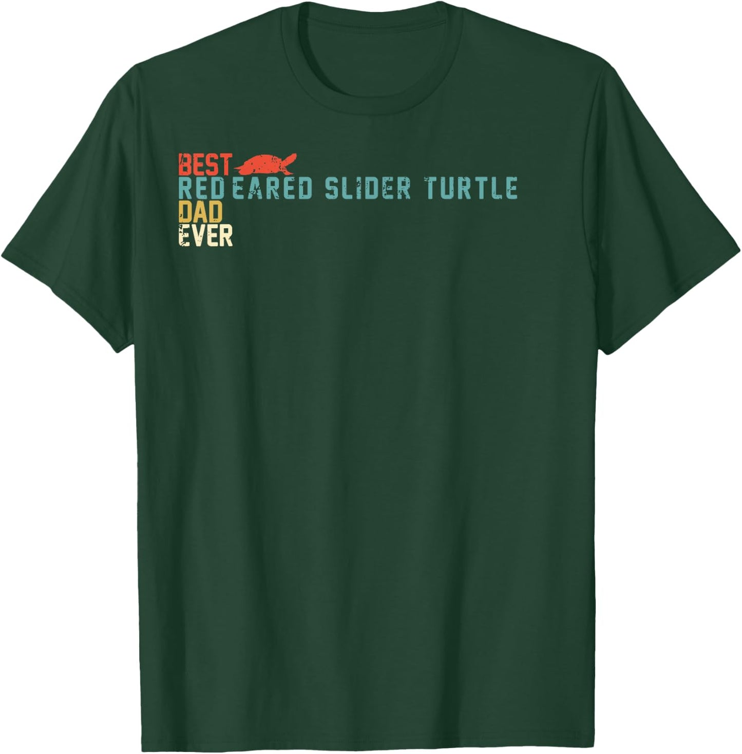 Best RED-EARED SLIDER TURTLE Dad Ever Shirt, Retro Vintage T-Shirt - T-Shirt | Forest