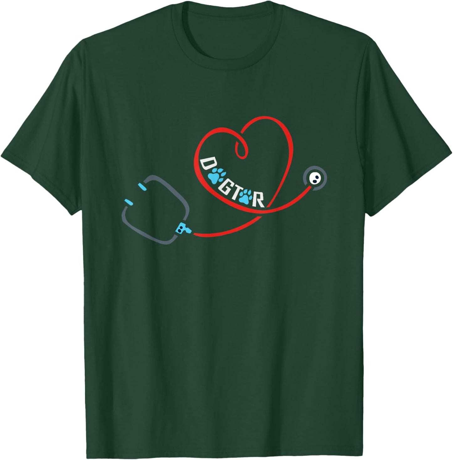 Dog Doctor Stethoscope and Veterinarian Dogtor T-Shirt - T-Shirt | Forest