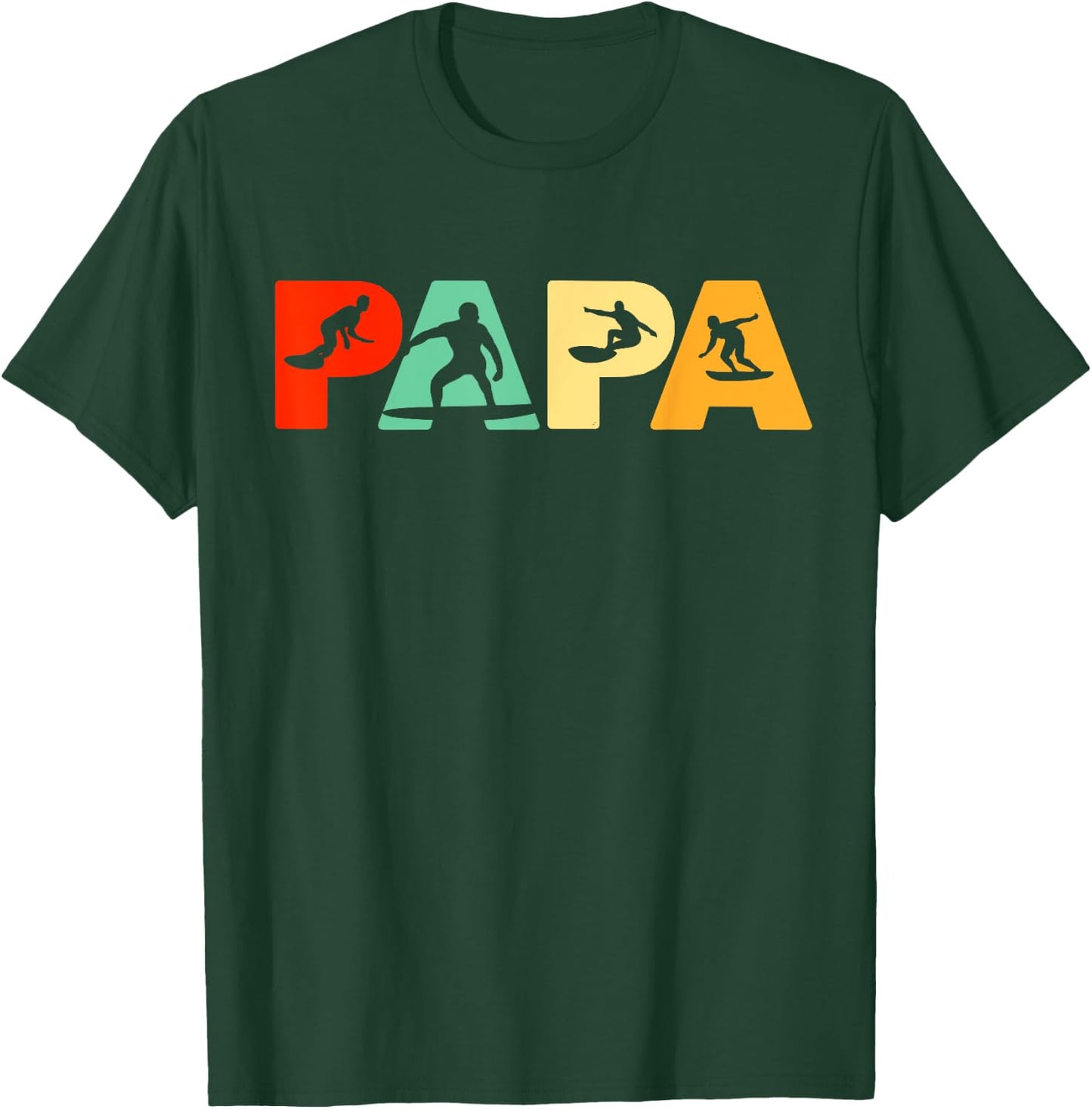 Surf Dad, Retro Dad Surf Father Gift T-Shirt - T-Shirt | Forest