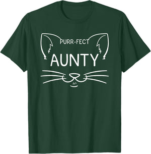 Purr-fect Aunty Funny Cat Lover Aunt Aunties Kitty Owner T-Shirt - T-Shirt | Forest
