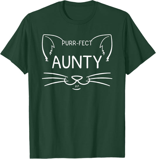 Purr-fect Aunty Funny Cat Lover Aunt Aunties Kitty Owner T-Shirt - T-Shirt | Forest