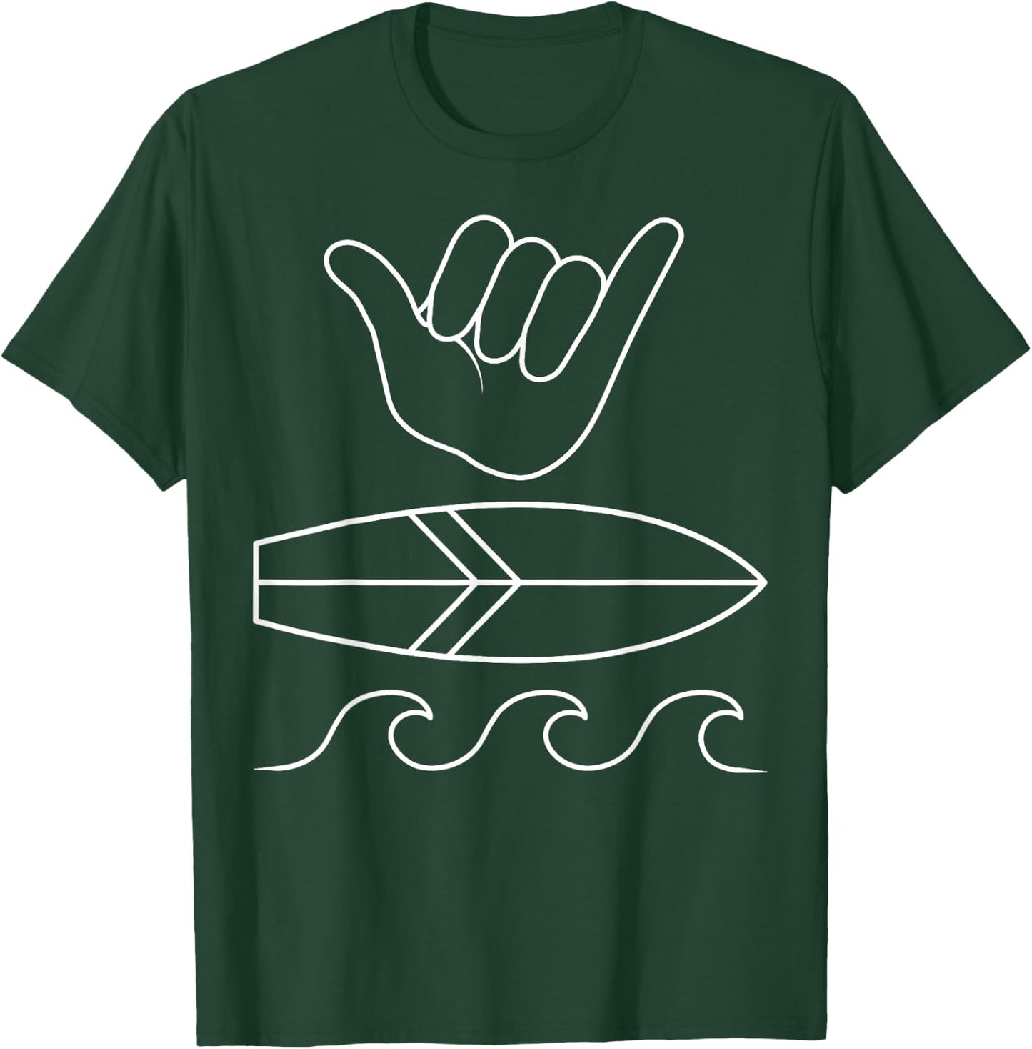 Shaka Sign Surfboard Surfer Summer Waves Surfing Surf Sport T-Shirt - T-Shirt | Forest