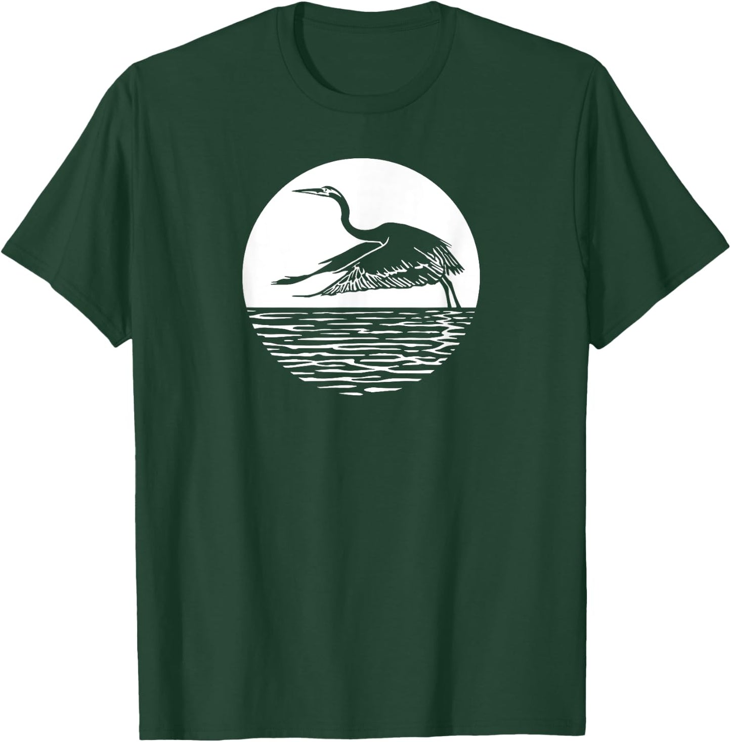 Great Graceful Blue Heron Flying in front of Sun T-Shirt - T-Shirt | Forest