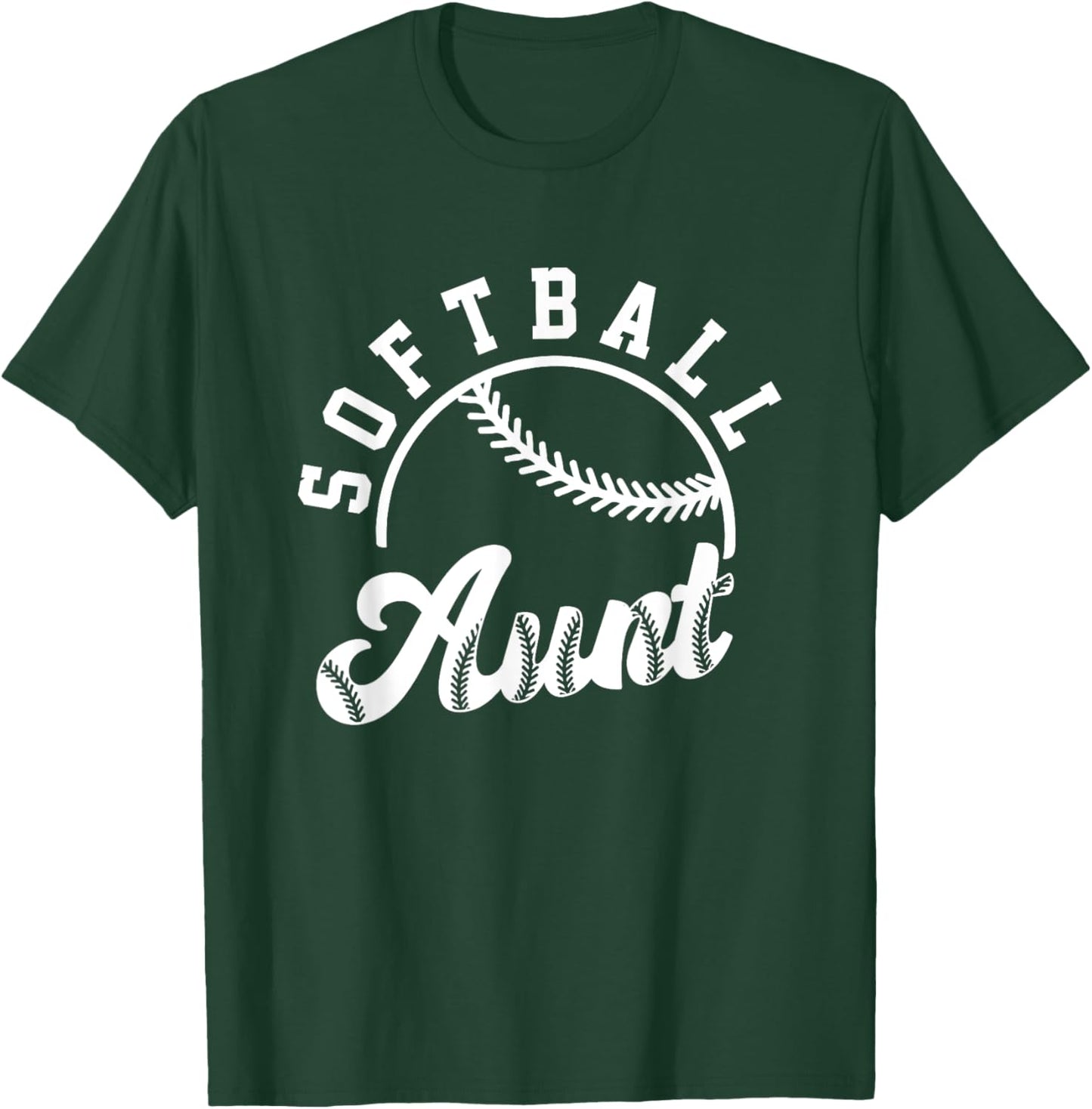 Retro Vintage Softball Aunt Love Baller Gameday Matching T-Shirt - T-Shirt | Forest