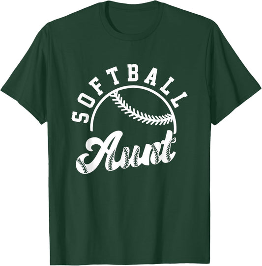 Retro Vintage Softball Aunt Love Baller Gameday Matching T-Shirt - T-Shirt | Forest