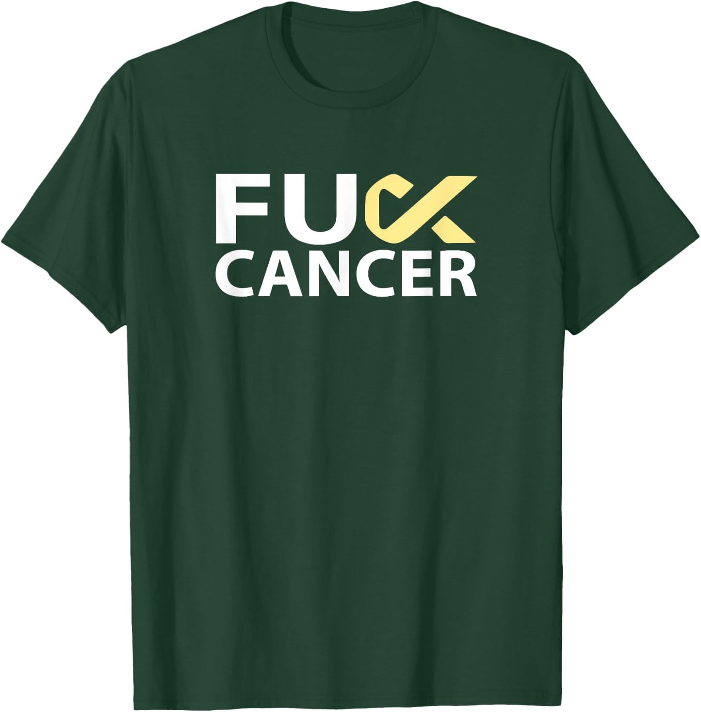 Fuck Bone Cancer F U FU Yellow Ribbon Cancer Awareness T-Shirt - T-Shirt | Forest
