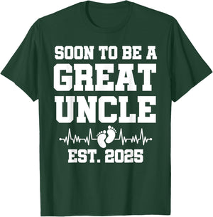 Soon To Be A Great Uncle Est. 2025 - Pregnancy Announcement T-Shirt - T-Shirt | Forest