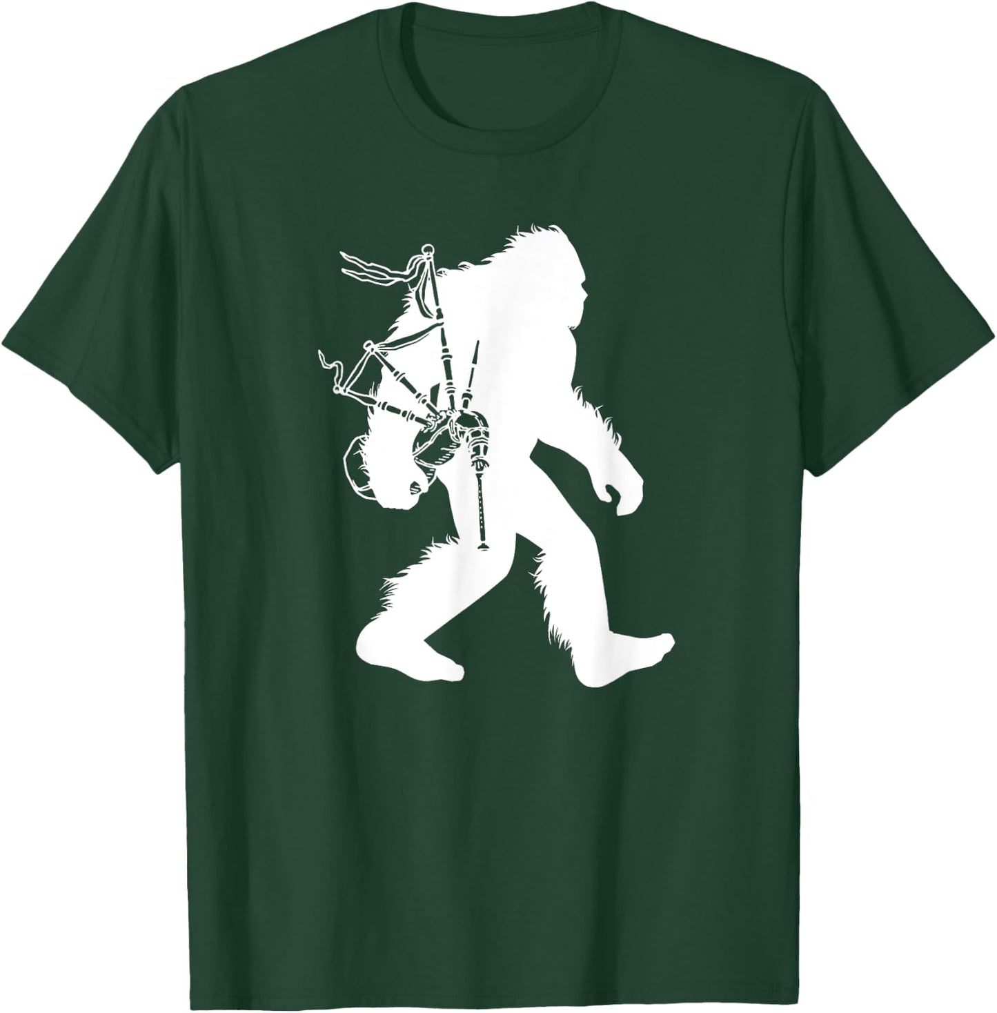 Bigfoot Bagpipes Irish Cryptid Scottish Sasquatch Bagpiper T-Shirt - T-Shirt | Forest