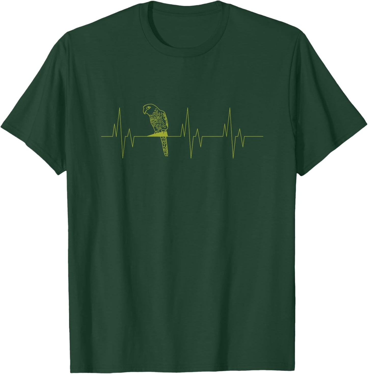 Green Cheek Conure Heartbeat Funny EKG Parrot Lovers Gift T-Shirt - T-Shirt | Forest