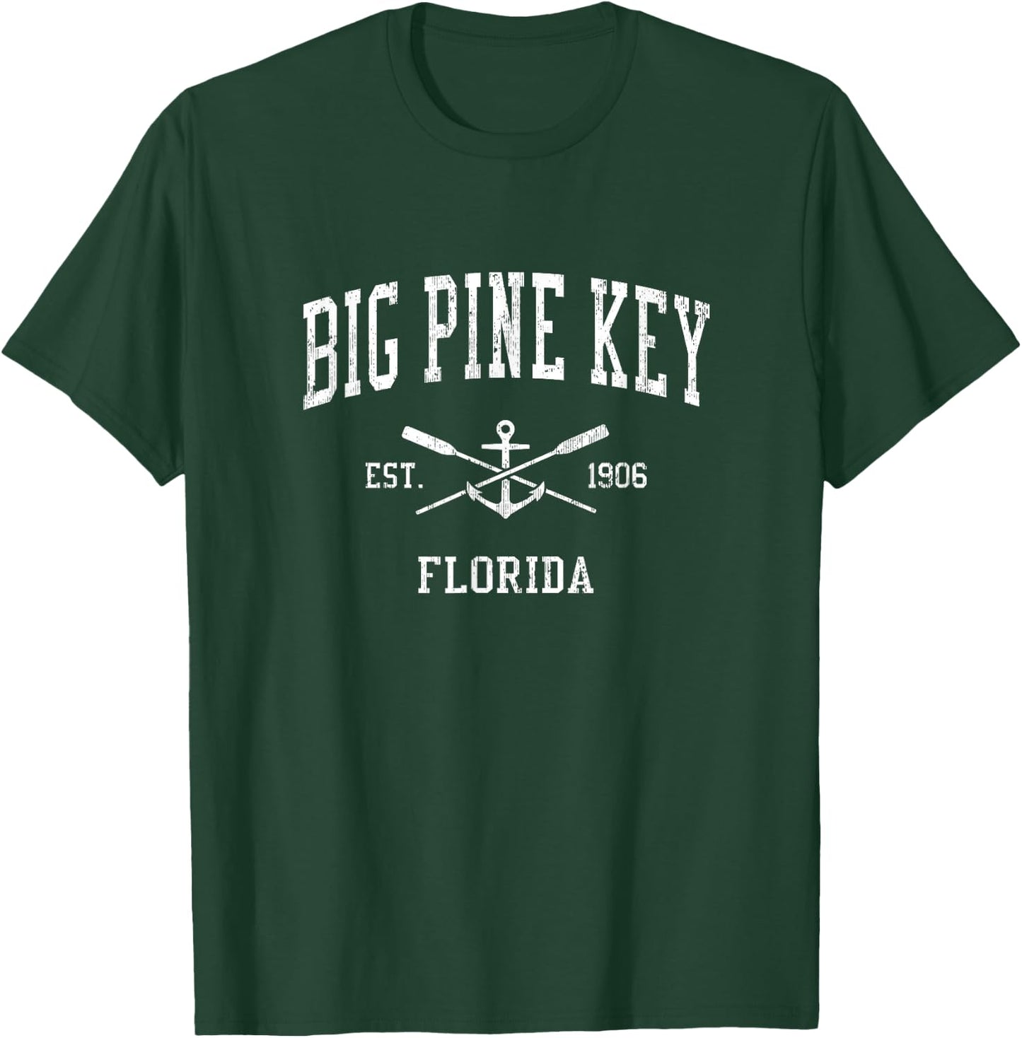 Big Pine Key FL Vintage Crossed Oars & Boat Anchor Sports T-Shirt - T-Shirt | Forest