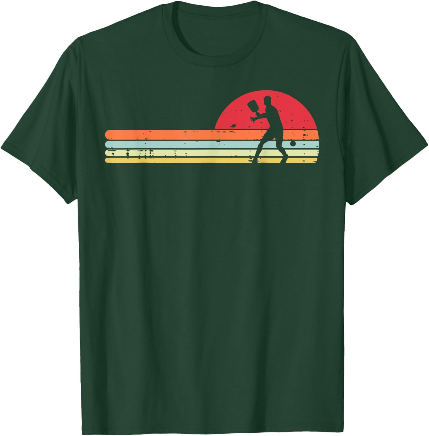 Pickleball Player Silhouette Retro Pickle Ball Men Women Kid T-Shirt - T-Shirt | Forest