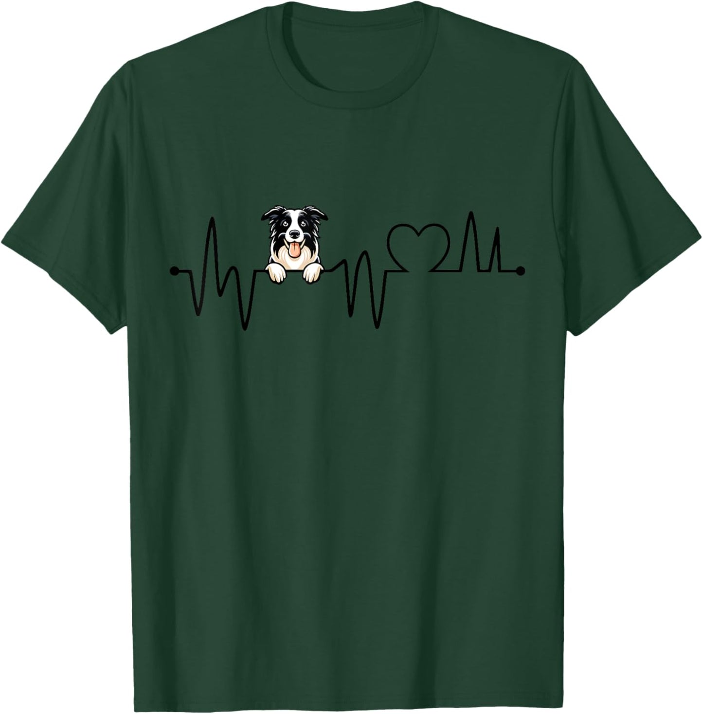 Border Collie Heartbeat - Men Women Kids Border Lover T-Shirt - T-Shirt | Forest