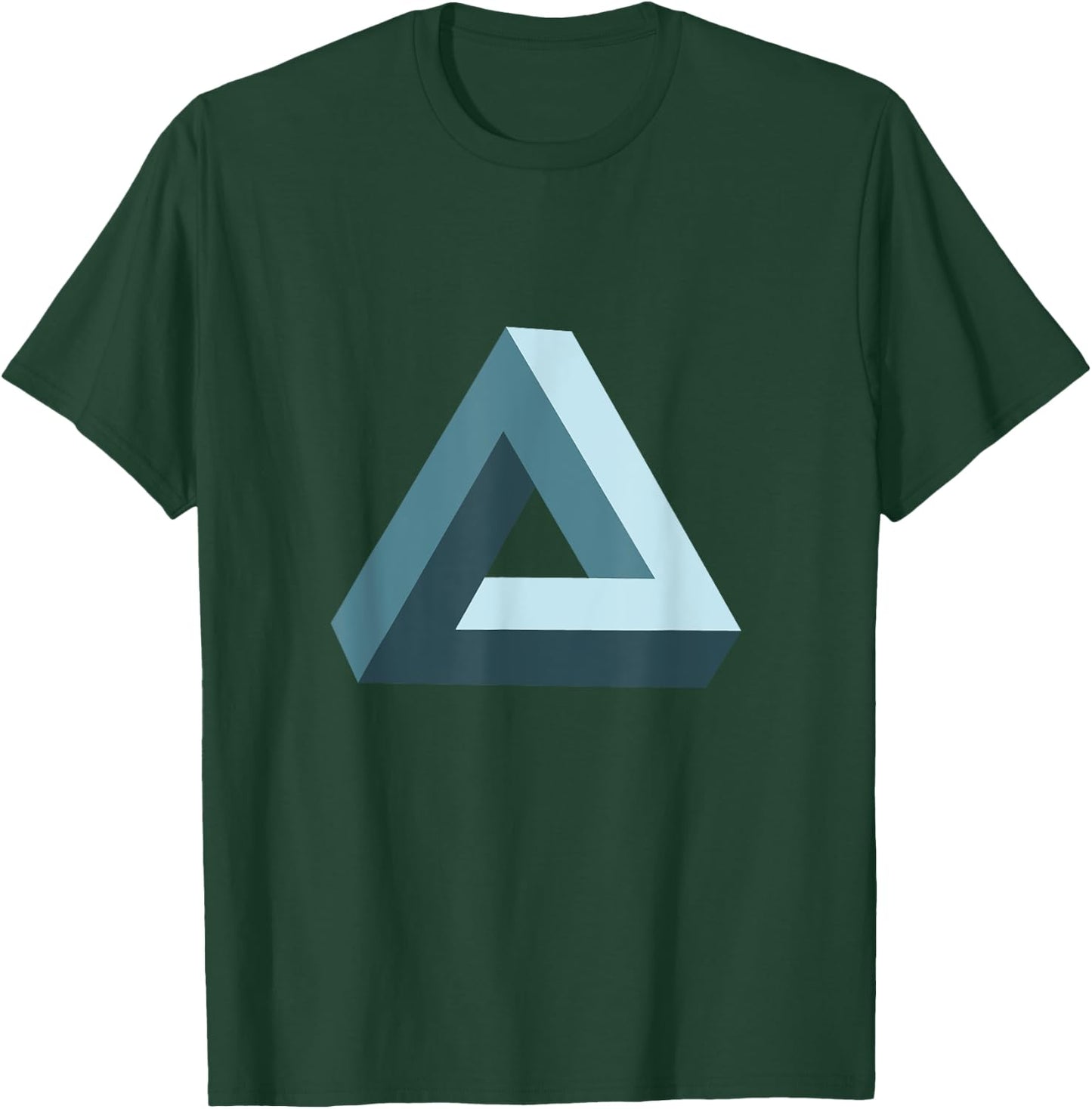 Impossible Penrose Triangle 3D Optical Illusion Math Art T-Shirt - T-Shirt | Forest