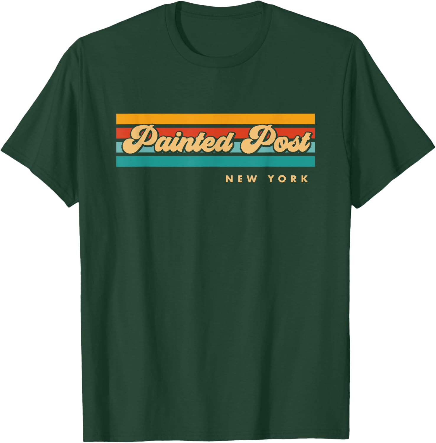 Vintage Sunset Stripes Painted Post, New York T-Shirt - T-Shirt | Forest