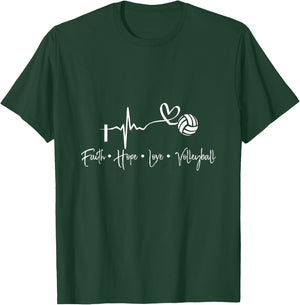 Faith Hop Love Volleyball Volleyball Funny Graphic Clothes T-Shirt - T-Shirt | Forest