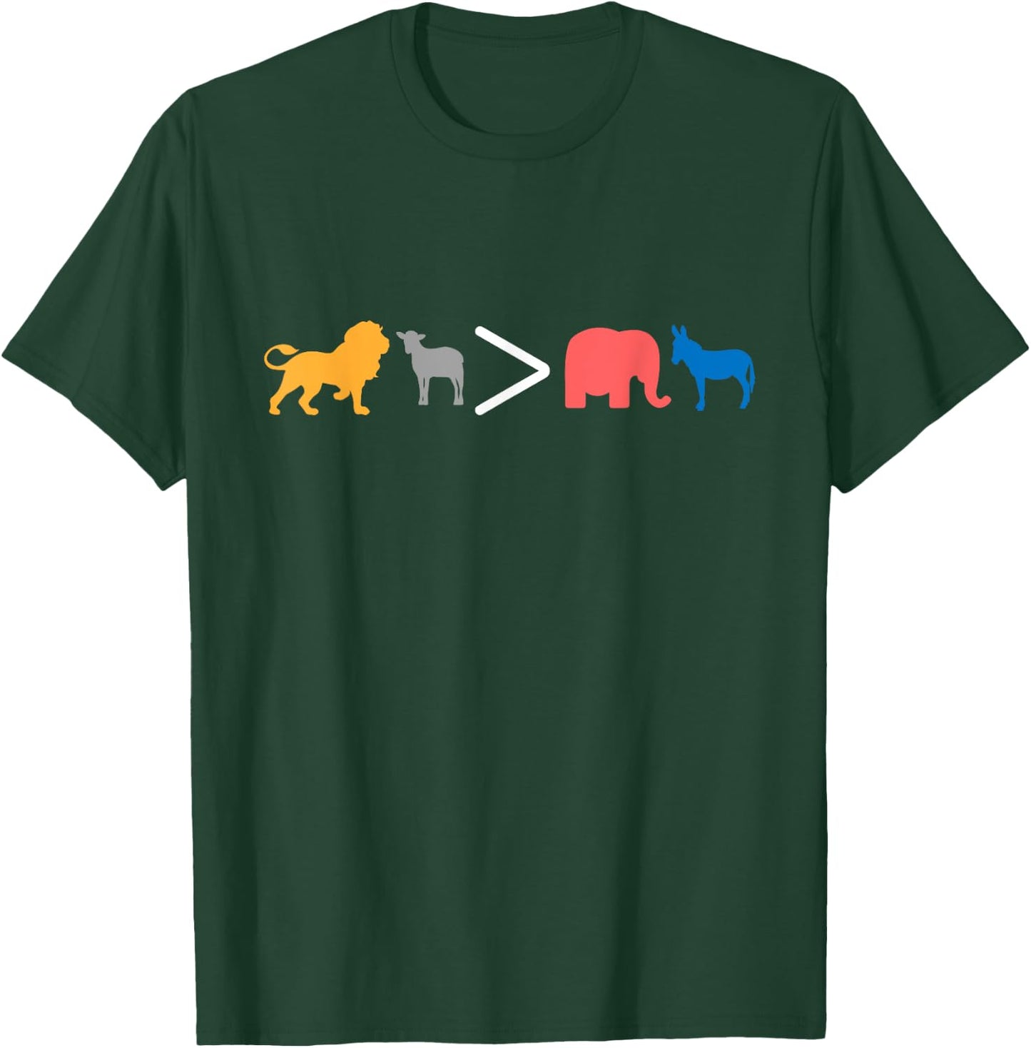 Christian Lion Lamb greater than Republican and Democrat T-Shirt - T-Shirt | Forest