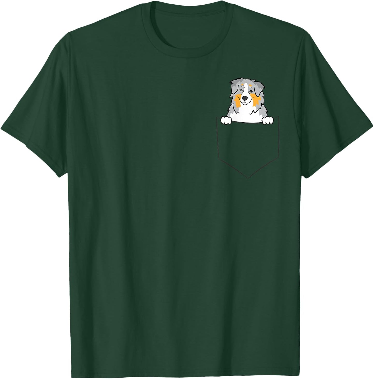 Funny Australian Shepherd Gifts Australian Shepherd In a Pocket Cute Pocket Aussie -Adults, -Kids T-Shirt - T-Shirt | Forest