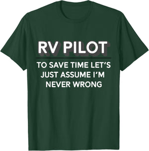 Retro RV Pilot Shirt Perfect For Couples Camping Motorhome T-Shirt - T-Shirt | Forest
