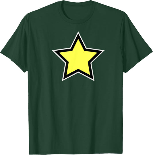 Star Yellow Black White T-Shirt - T-Shirt | Forest