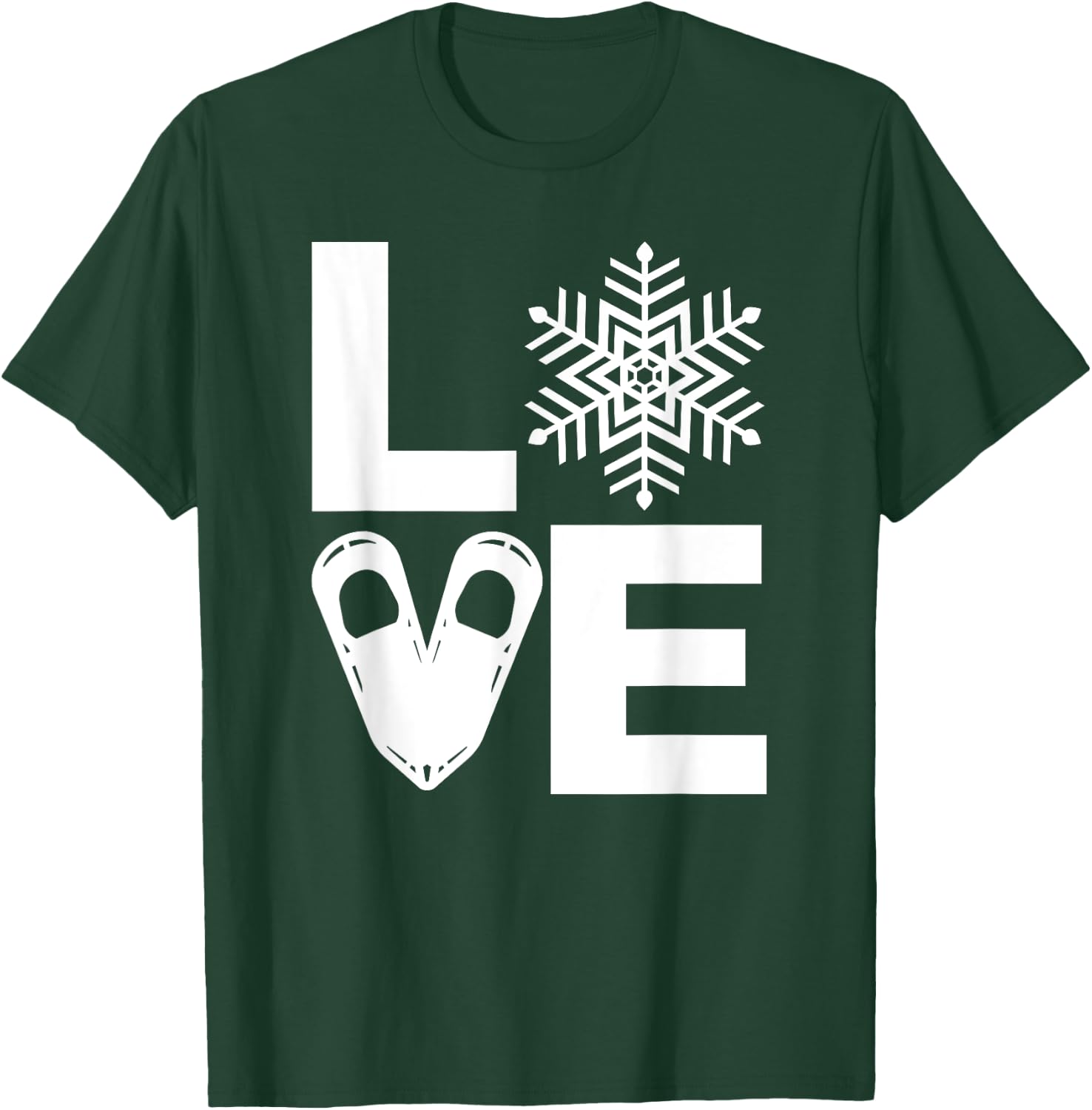 Snowshoe Lover, Snowshoeing Gift, the word LOVE T-Shirt - T-Shirt | Forest