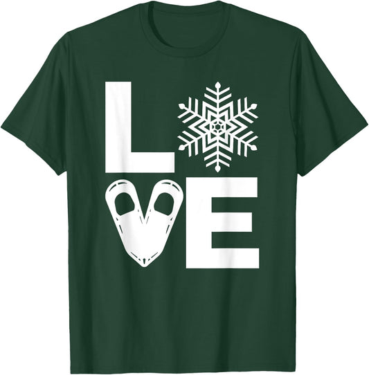 Snowshoe Lover, Snowshoeing Gift, the word LOVE T-Shirt - T-Shirt | Forest