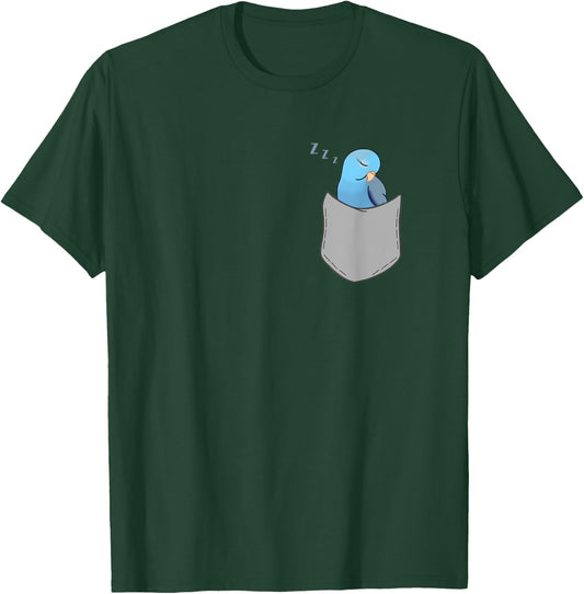Fake Pocket Blue Parrotlet Sleep Fallow Parrotlet Birb memes T-Shirt - T-Shirt | Forest