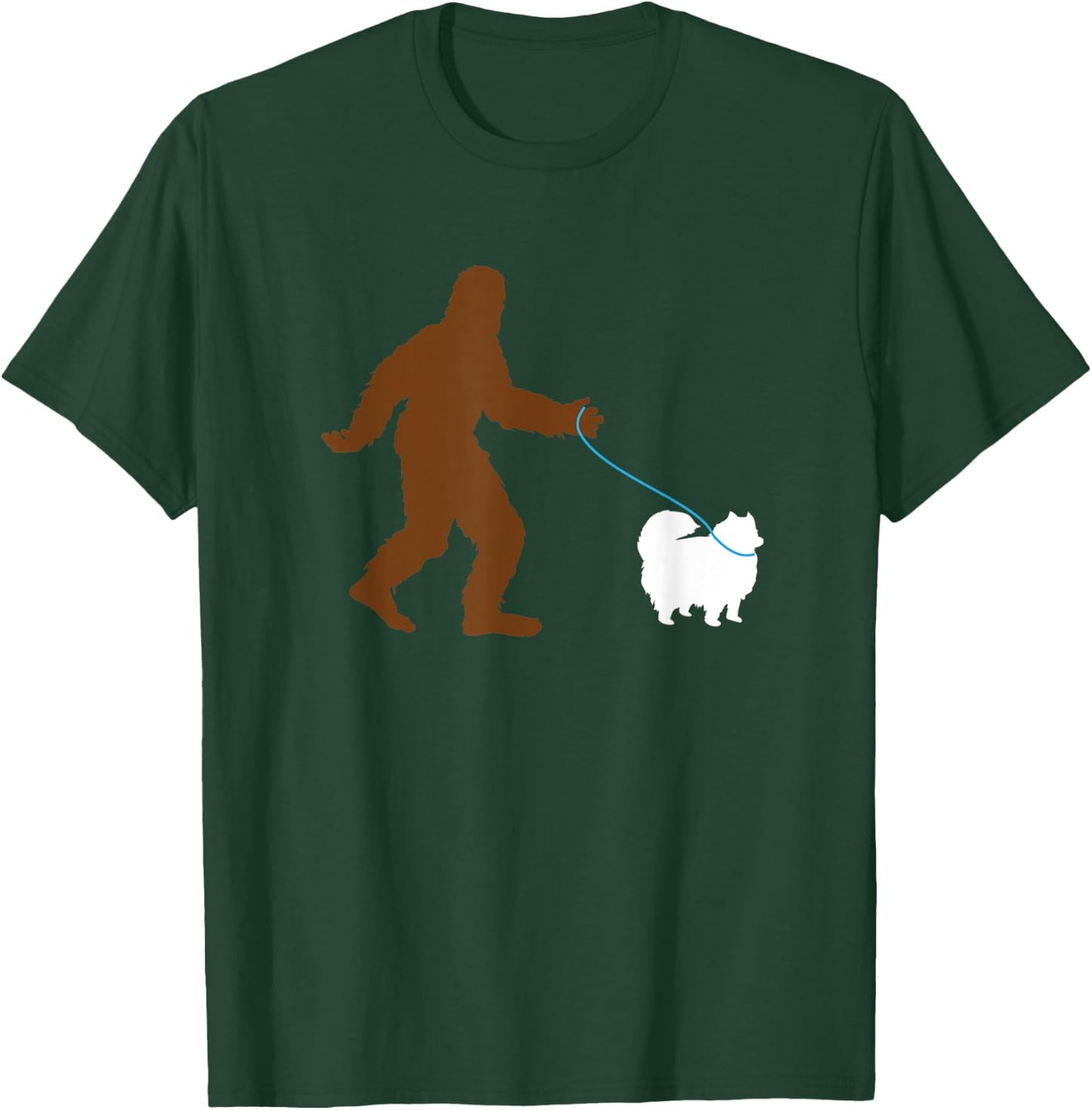 Bigfoot Walking Pomeranian Dog Gift Sasquatch Pet Owner Cute T-Shirt - T-Shirt | Forest