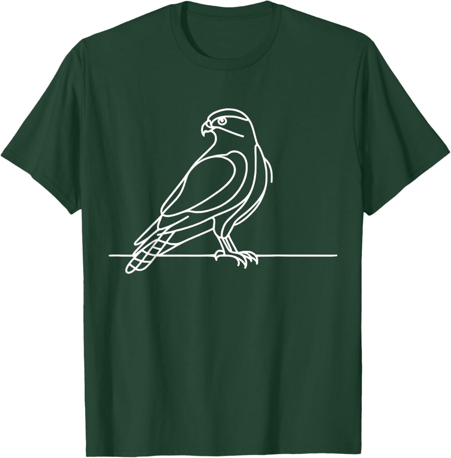 Line Art Bird & Ornithologist Cooper'S Hawk T-Shirt - T-Shirt | Forest
