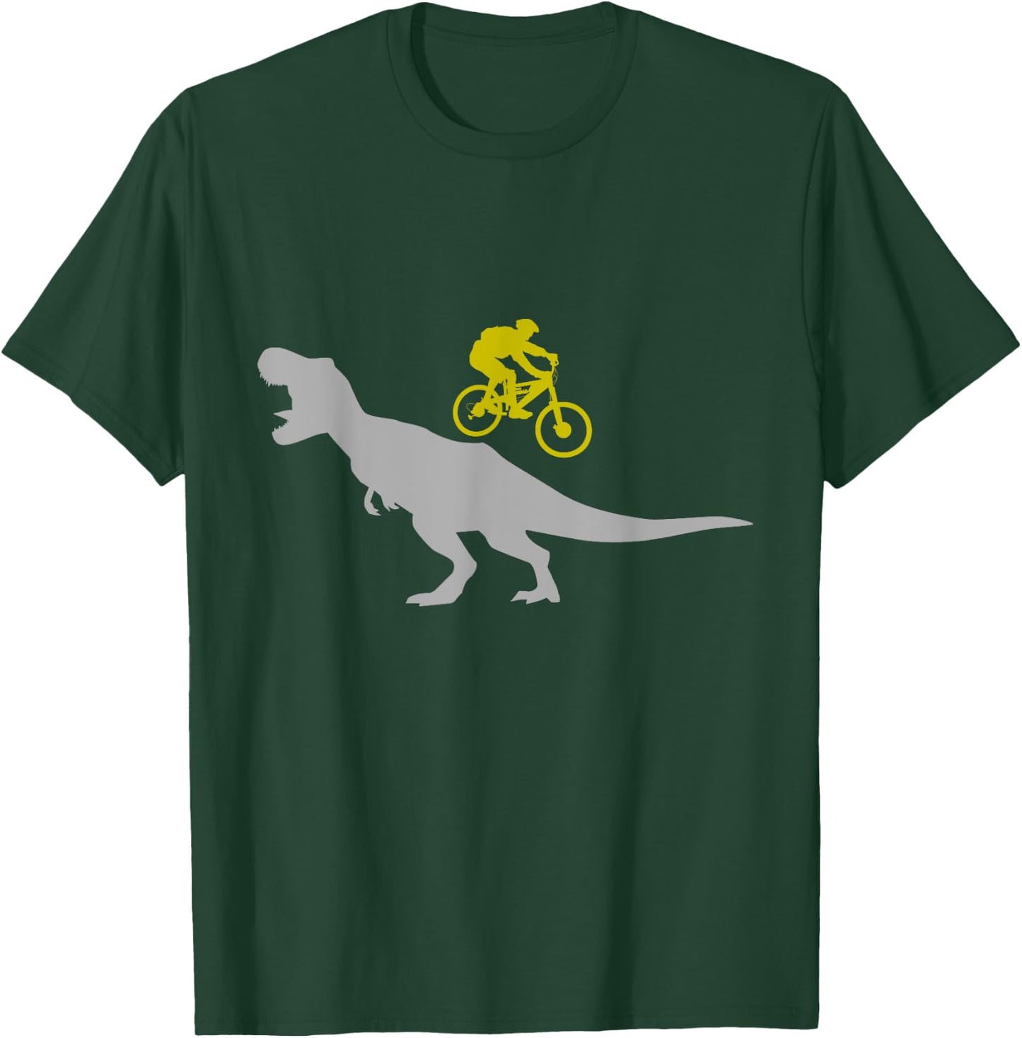 Mountain Bike with T-Rex Dinosaur MTB Mountain Biking T-Shirt - T-Shirt | Forest