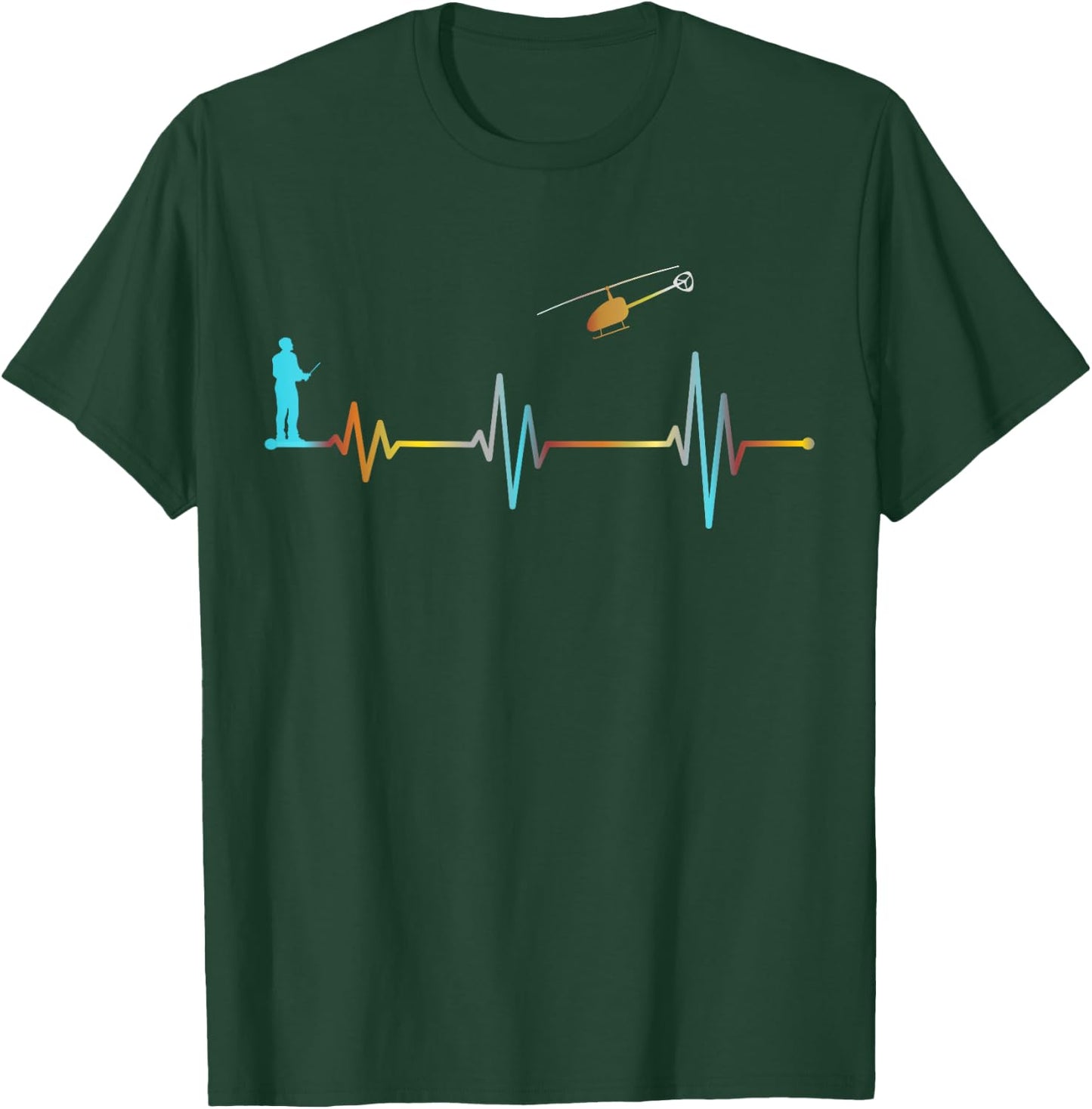 Heartbeat RC Helicopter Heartbeat Helicopter Retro Vintage T-Shirt - T-Shirt | Forest